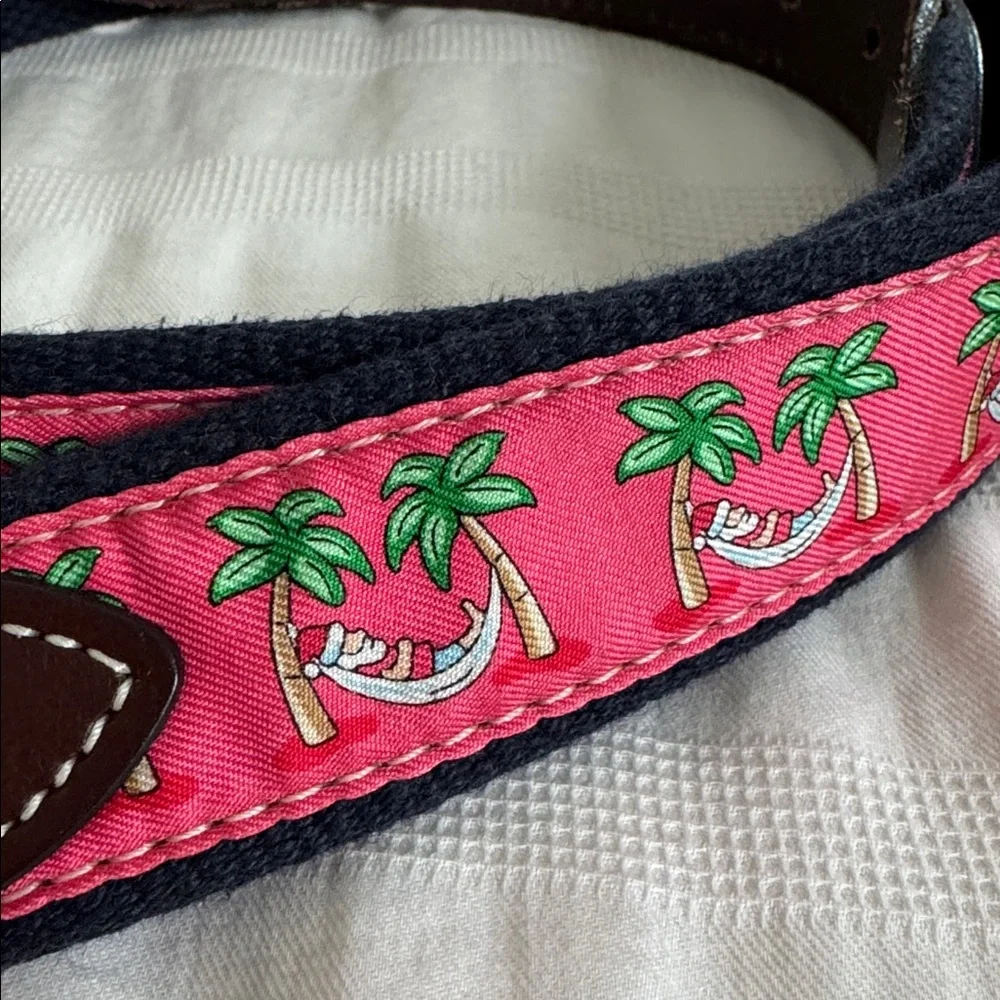 Vineyard Vines Pink and Navy Belt with Santa and Palm Trees
